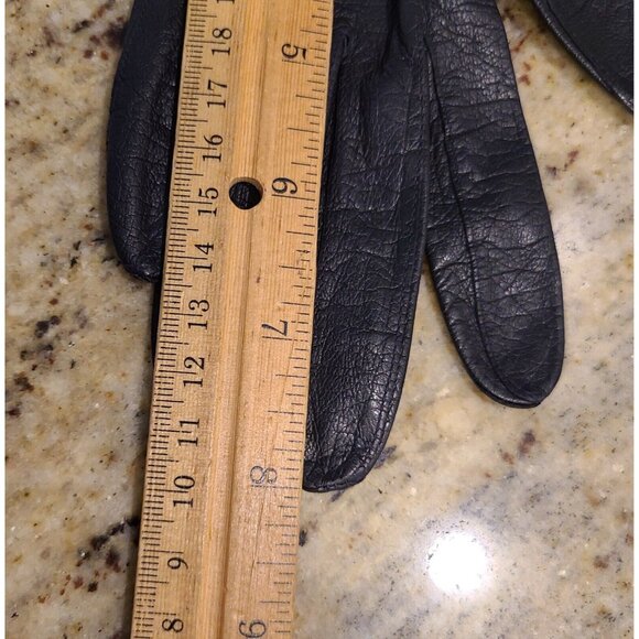 Vintage Size S Blue Leather 8" Gloves Nautical Look Fold over Wrist - Picture 11 of 13